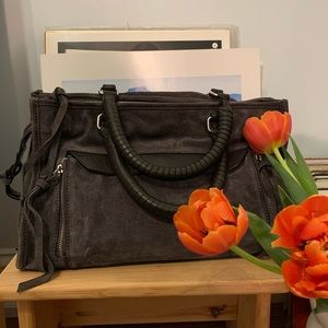 Zara Chocolate Brown Suede Handbag